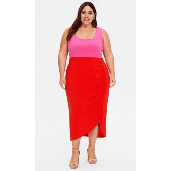 NINA PARKER Women's Colorblock Trendy Plus Size Bodycon Ruched Dress 1X - Picture 1 of 13